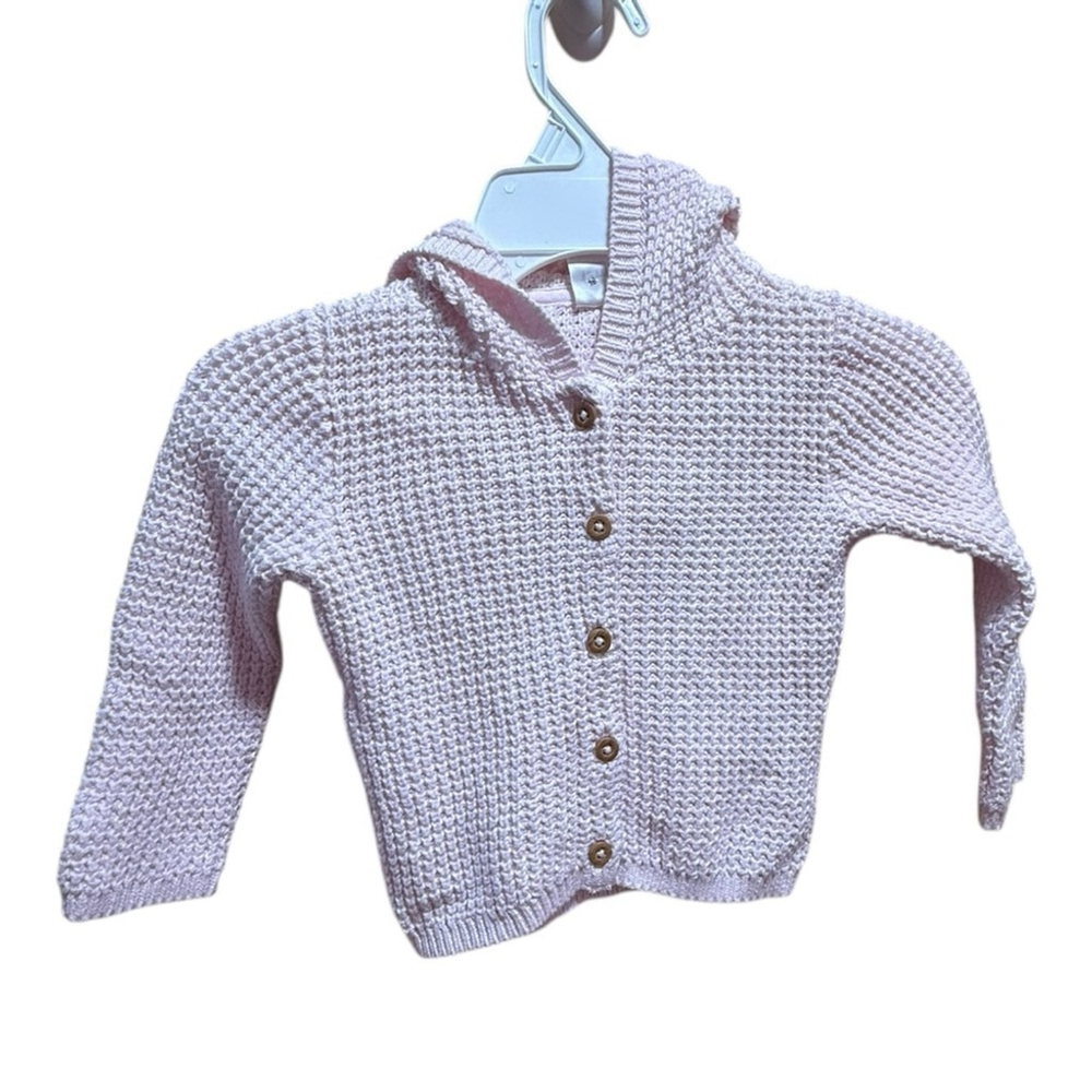 Carter’s Pink Knit Button-Up Hoodie – 12M – 100% Cotton